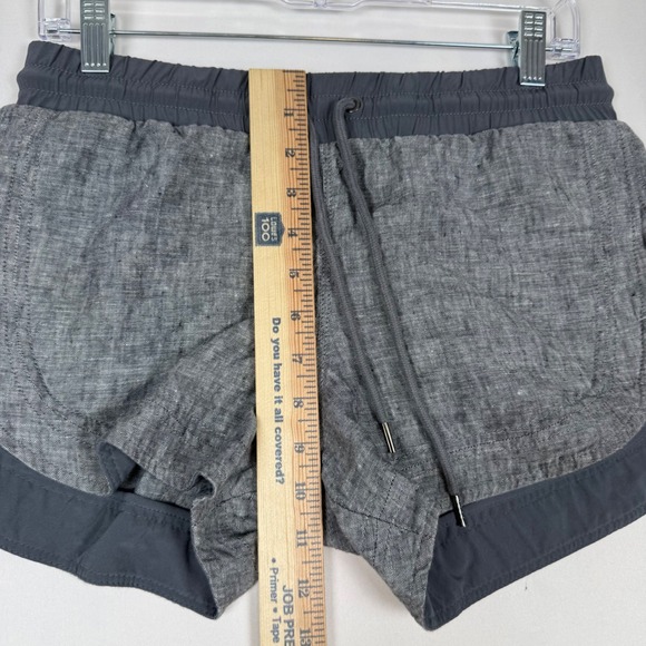 Athleta Womens Charcoal Gray Linen Hybrid Running Shorts Size 2 Drawstring - Picture 4 of 8